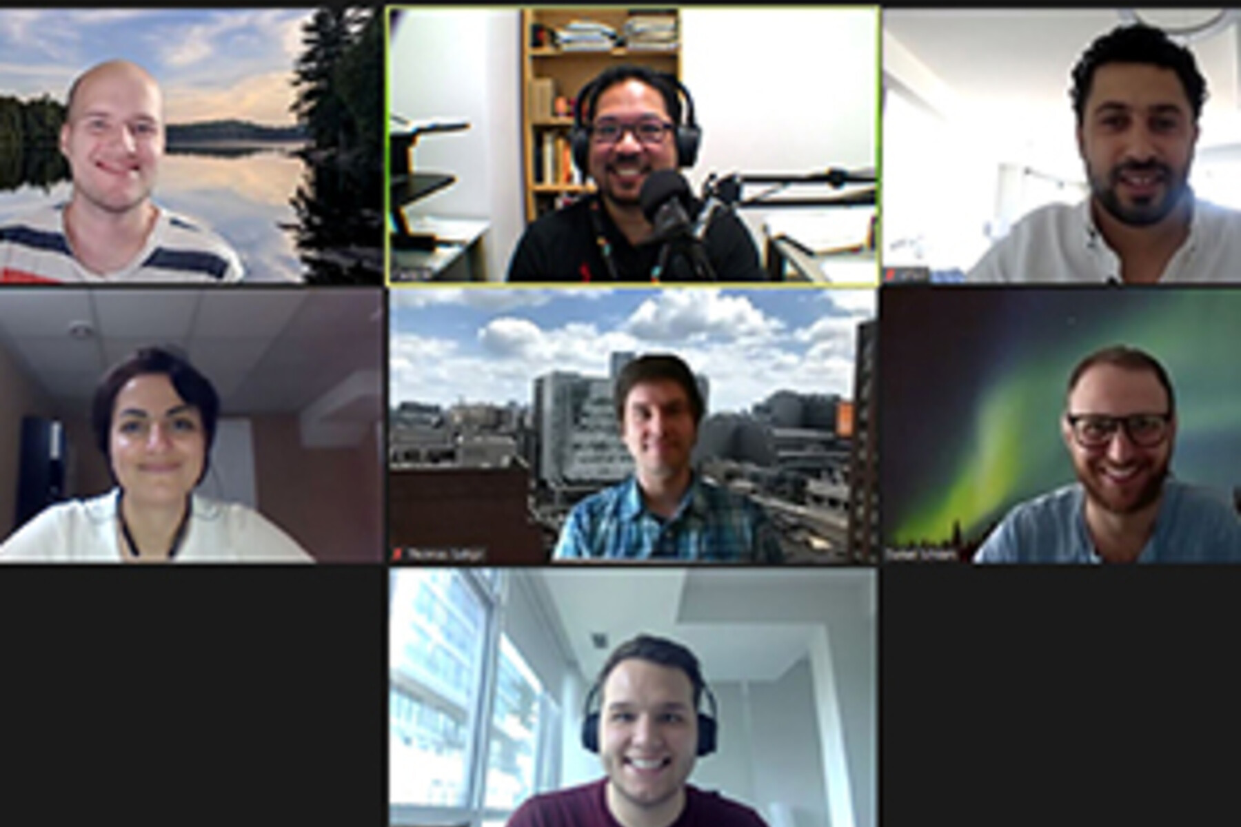 A screenshot of several people on a Zoom call